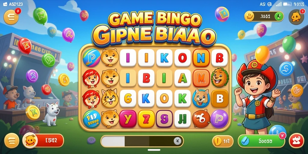 Tampilan gameplay Bingo yang penuh warna dan menarik perhatian.