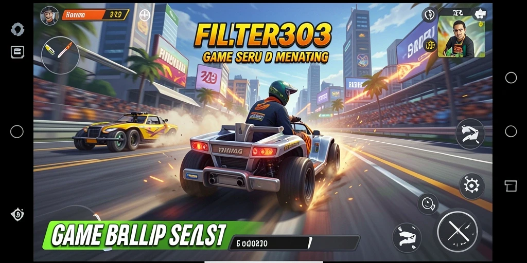 Tampilan gameplay menarik dengan balapan seru di FILTER303.