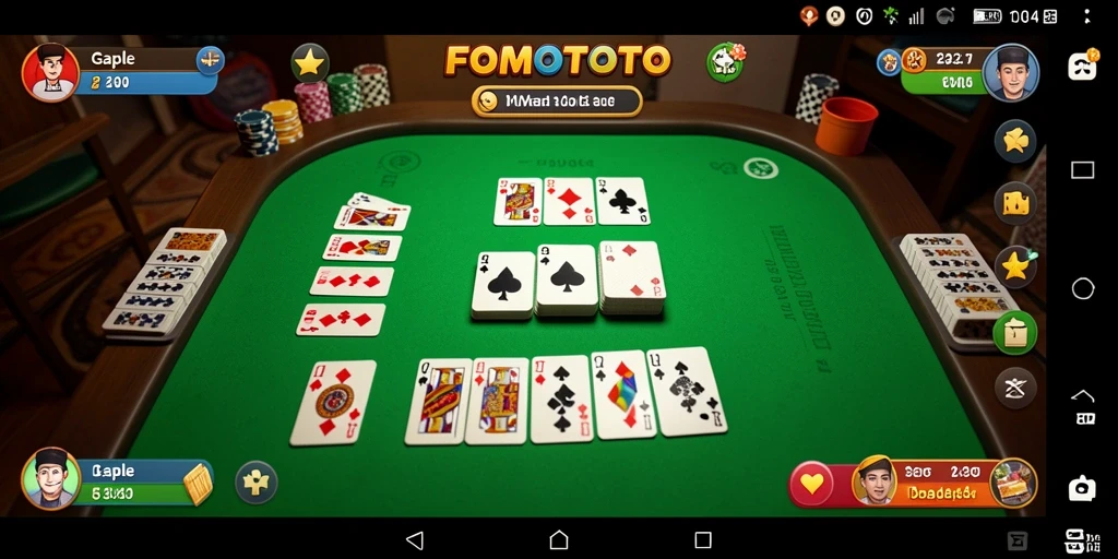 Tampilan gameplay FOMOTOTO yang menarik selama bermain Gaple.