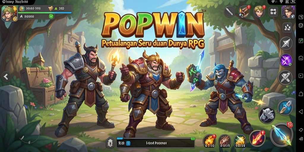 Screenshot utama menampilkan pertarungan seru di dunia RPG.