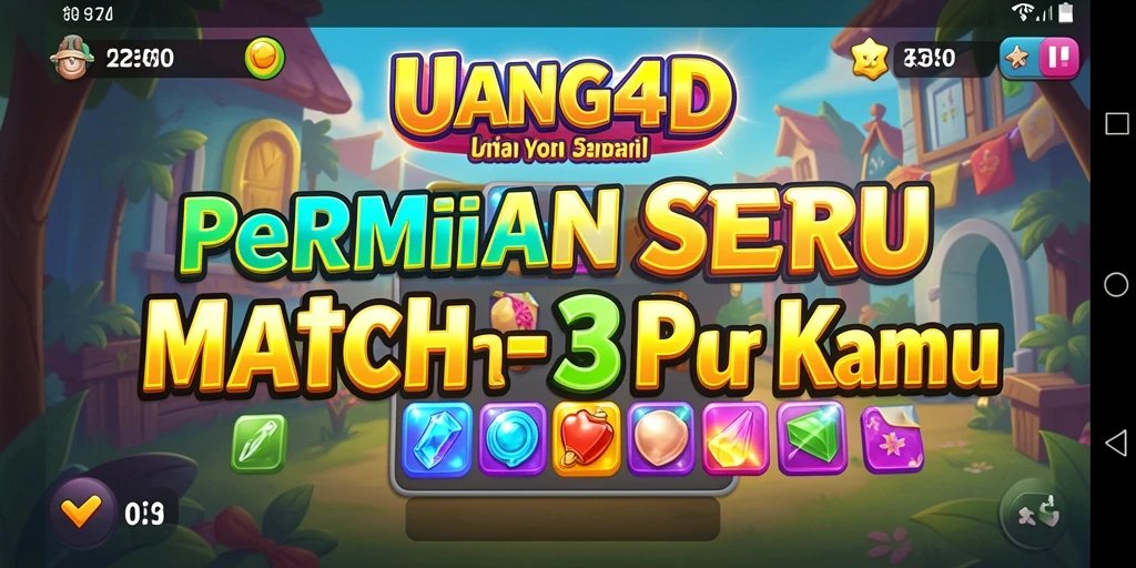 Tampilan gameplay UANG4D yang menarik dan menantang di level Match-3.