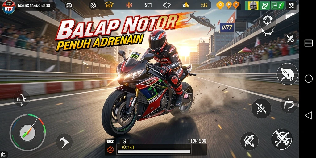 Gameplay mendebarkan balap motor di UT77.